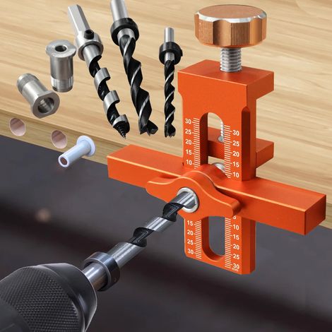 (Kit de gabarit de montage C) Positionneur de porte d'armoire 2 en 1, gabarit de montage perforé à rebond de 6/8/10 mm, gabarit d'installation de panneau de porte d'armoire (1/5)