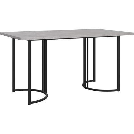 Table à manger moderne 140x80 cm, table de cuisine rectangulaire grise, piètement métal robuste, plateau marbre élégant, pieds ajustables, parfaite pour salle à manger ou séjour. (1/5)