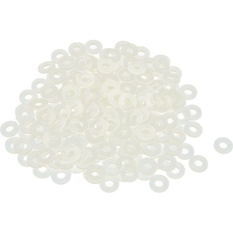 Rondelles Plates en Nylon M3 8 mm OD 3 mm ID 1 mm d'Épaisseur Joint d'Étanchéité pour Tuyau de Robinet Tuyau d'Eau, Blanc, Paquet de 200