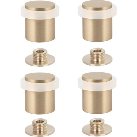 Pack de 4 butées de porte 24 x 30 mm pour sol, laiton avec caoutchouc de protection blanc, installation avec vis, EVI Herrajes (1/4)