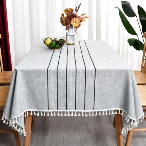 Tischdecke mit Fransen aus Baumwollmischgewebe