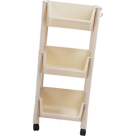 Étagère coulissante verticale 3 étages avec roulettes, en PP, facile à monter, gain de place, chariot de rangement pour bureau et salle de bain (1/5)