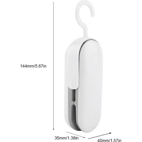 Mini termosellador para bolsas de plástico, compacto, manual, ABS, gris, 144 mm – práctico y hermético para almacenar alimentos. (1/5)