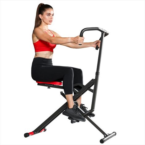 Appareil d'abdominaux pliable pour domicile, siège réglable, structure métal, rouge, 57x105x115 cm (1/5)