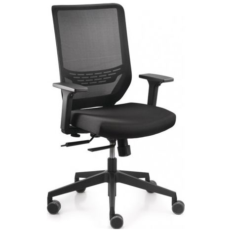 Chaise de bureau pivotante avec accoudoirs en résille, réglable en largeur et en hauteur, noir 410-520 mm avec technologie synchrone DAUPHIN