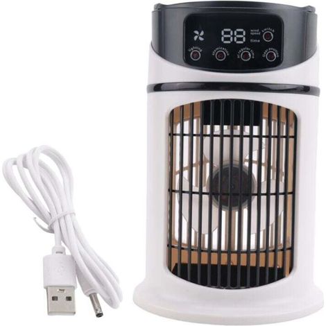 Climatiseur Portatif Maison Mini Refroidisseur D'Air pour Bureau 6 Vitesses Vent Noir Blanc (1/4)