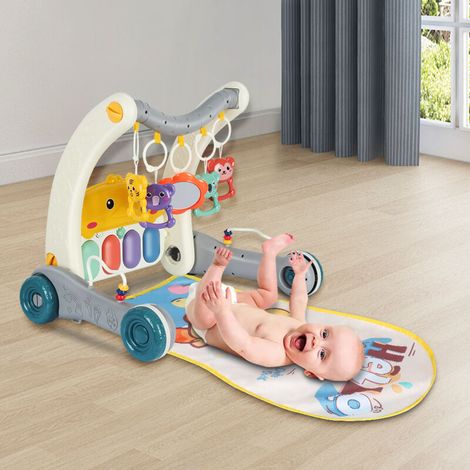 Tapis de jeu et de gym bébé, marcheur d'apprentissage pour bébé, centre d'activités bébé avec piano, tapis de temps ventral bébé avec musique et lumière, cadeau pour bébés nourrissons, tout-pe