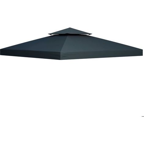 Parasol 3 x 3 cm toit de remplacement toit de pavillon en polyester gris charbon pavillon en métal (1/5)