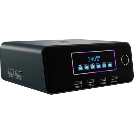 ICY BOX IB-PS2401 Station de charge USB 240 W 4x USB-C®, 2x USB-A noir intérieure GaN (1/5)