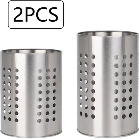 2 Pièces Porte Ustensiles Cuisine Pot Égouttoir à Couverts en Acier Inoxydable Vaisselle Antirouille Boite de Rangement pour (1/5)