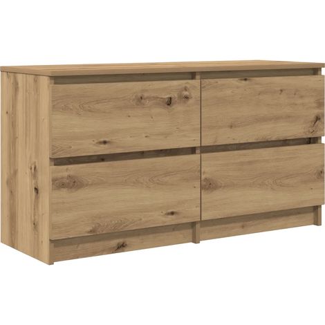 Meuble TV avec tiroirs grand espace rangement 100 x 35 x 54 cm style moderne en bois d'ingénierie chêne artisanal (1/5)