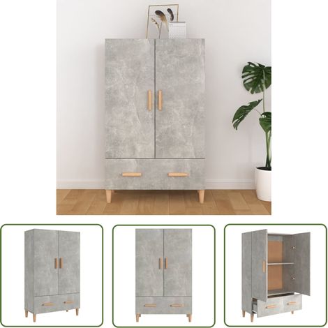 The Living Store Highboard Betongrau 70x31x115 cm Holzwerkstoff - Sideboard - Hochschrank - Wohnzimmermöbel - Holzwerkstoff - Grau (1/5)