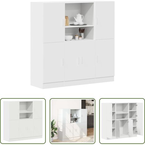 Meuble de cuisine - Ensemble d'armoires de cuisine 3 pcs blanc bois d'ingénierie (1/5)