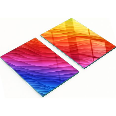 Küchenschneidebretter aus Glas mit farbenfrohem Wellenmuster, 2 x 40 x 52 cm (1/5)