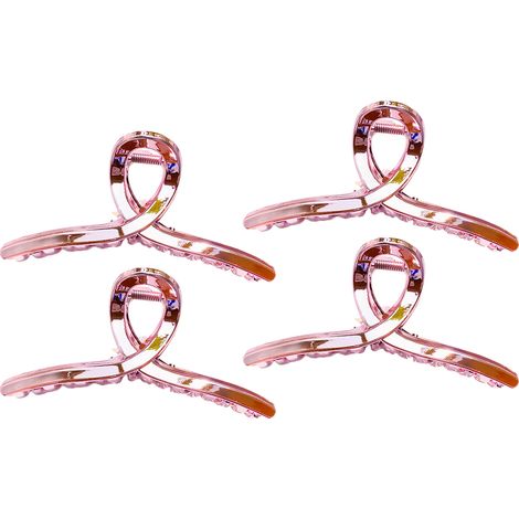 Pince Cheveux Crocodile - Plastique Et Ressort Métal - 11cm Pour Coiffure Quotidienne - Lot De 4 (1/5)