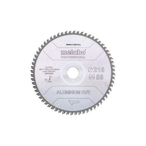 Metabo ALUMINIUM CUT PROFESSIONAL 628443000 Lama circolare 216 x 30 x 1.8 mm Numero di denti: 58 1 pz. (1/2)