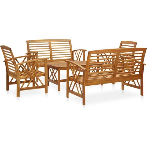vidaXL Salon de jardin 5 pcs Bois d'acacia solide (1/5)