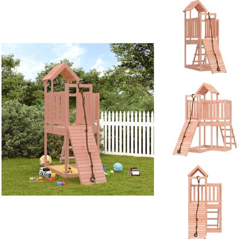 Spielturm mit Kletterwand Massivholz Douglasie - Holzspielplatz - Outdoor Spielgeräte - Kinderspielhaus - Spielturm - Kletterwand