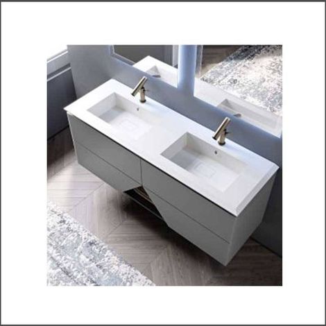 Mobile Sospeso 1973 - Dimensione 140 cm - Verde Opaco - 4 Cassetti - Lavabo in Resina (1/5)