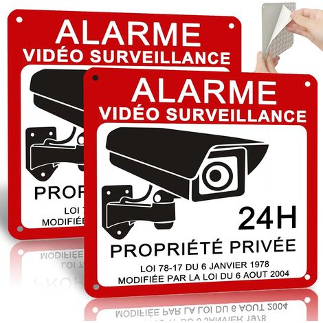 Panneau alarme video surveillance en aluminium 15x15cm