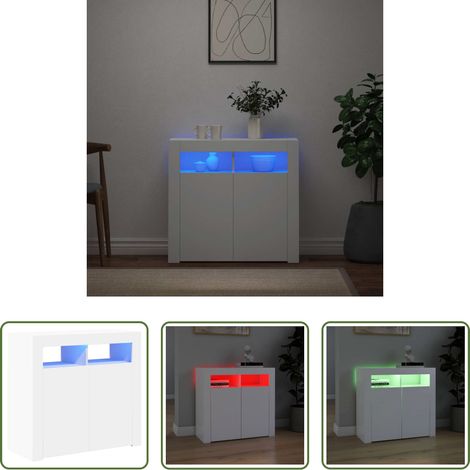 Sideboard - Sideboard mit LED-Leuchten Weiß 80x35x75 cm (1/5)