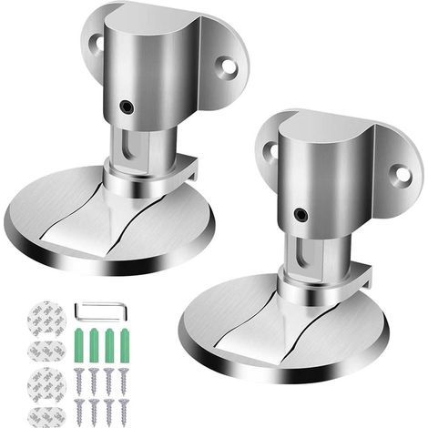 Set of 2 adjustable, powerful magnetic door stops with adhesive and screws, suitable for different types of doors (silver) (1/5)