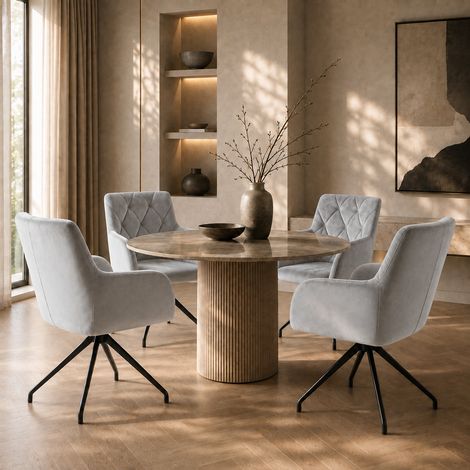 Ensemble de 4 chaises de salle à manger à motif losanges, fauteuil rembourré avec 4 pieds en métal, chaise longue moderne, chaise de salon pour chambre, bureau ou coin lecture, soutien lombaire, velou (1/5)