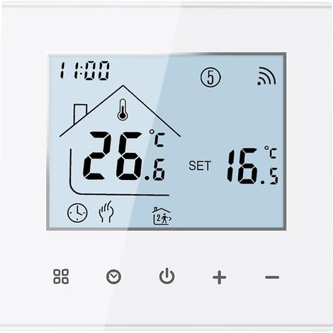 Thermostat Connecté WiFi Thermostat d'Ambiance Intelligent pour Chauffage au Sol Électrique Thermostats Programmable sans Fil avec Capteur Externe Compatible Alexa Google Home 16A,Blanc (1/5)