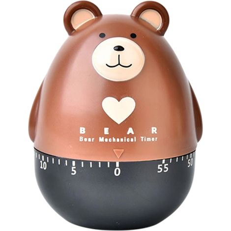 Minuteur mécanique ours mignon de dessin animé, 60 minutes, gadget de cuisine, minuteur de cuisson, horloge, alarme sonore, compteur, minuteur manuel (1/5)