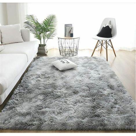 VURAHOME - Tapis de Sol Moelleux Tapis Moelleux en Fausse Fourrure Tapis de Sol Décoratifs Dégradés pour Chambre Salon Salle à Manger (Gris Clair, 80×120cm) (1/5)