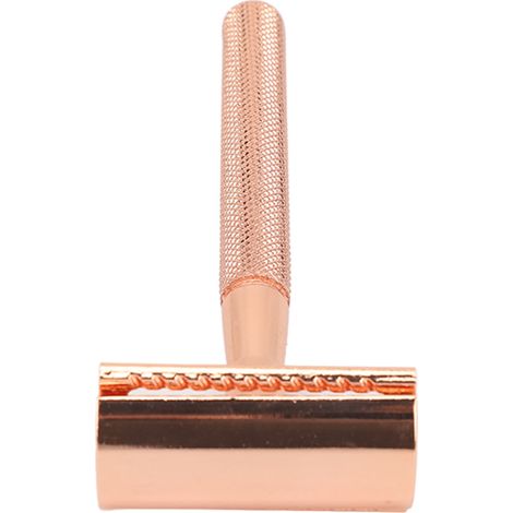 Tondeuse de précision double tranchant avec support, rasoir manuel rétro en métal doré rose pour homme et femme, coupe-barbe classique (1/5)