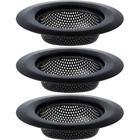 Longziming – 3er-Set Edelstahl-Spülbeckensiebe – Schwarze Spülbeckensiebe – Spülmaschinenfeste Filter für Speisereste – Langlebig und leicht zu reinigen (1/5)