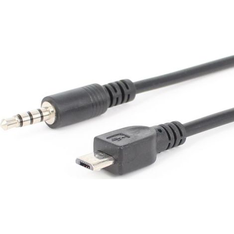 3.5mm male 4-section audio cable to 5-pin male microphone for data transfer and charging of Android phones, 40cm (1/5)