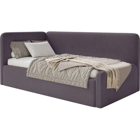 Selsey Fanko –Jugendbett 90x200 cm mit Kopfteil links, Samt, Violett