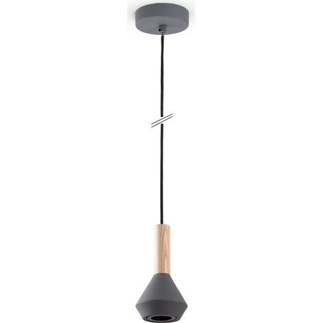 Paco Home Sospensione Tavolo Da Pranzo Cucina Soggiorno Paralume Acciaio Legno GU10 Grigio, Ø10cm