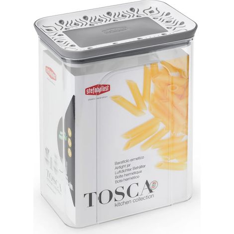 Stefanplast Tosca, barattolo lt 2,2 grigia rettangolare ermetico, per alimenti