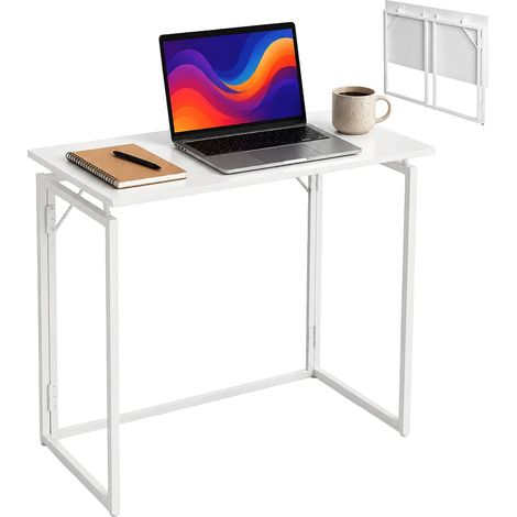 Klappschreibtisch, weiß, 80 x 40 cm, Holz- und Stahlgestell (1/5)