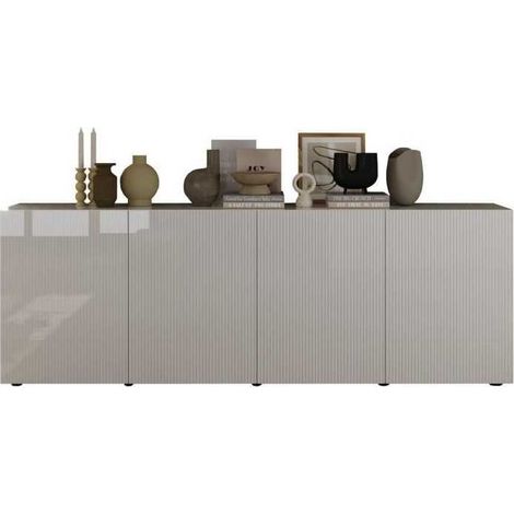 Buffet AUCUNE RICCIONE 4 portes Blanc laqué brillant 241 x 42 x 84 cm (1/5)