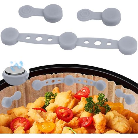 Boucle Magnétique En Silicone Pour Friteuse à Air Aimants En Silicone Pour Friteuse à Air Air Fryer Magnets Silicone Buckle 3pcs Accessoires Air Fryer pour Doublures En Papier Parchemin (Gris)
