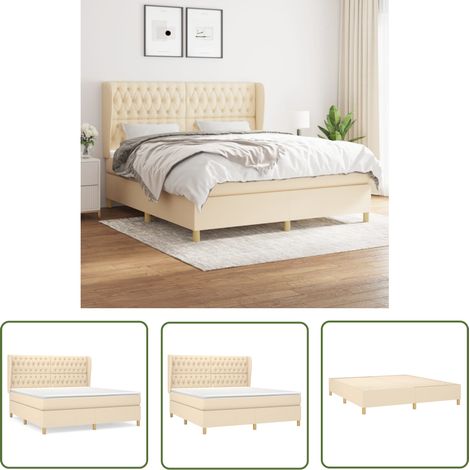 The Living Store Boxspringbett mit Matratze Creme 180x200 cm Stoff - Boxspringbett - Doppelbett - Cremefarbenes Bett - Bettrahmen - Lattenrost (1/5)