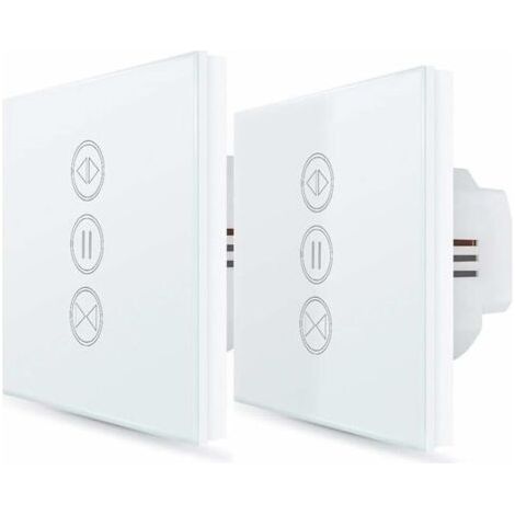 ２x Interrupteur Volet Roulant Connecté, Ouverture Réglable, Commutateur Rideau Stores WiFi, Compatible avec Alexa Google Home pour Commande Vocale, Minuterie Intelligent Moteur Mural--
