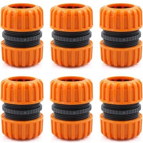 Lot de 6 raccords de tuyau d'arrosage - Kit de réparation pour tuyau d'arrosage - 19 mm (3/4") - Jaune
