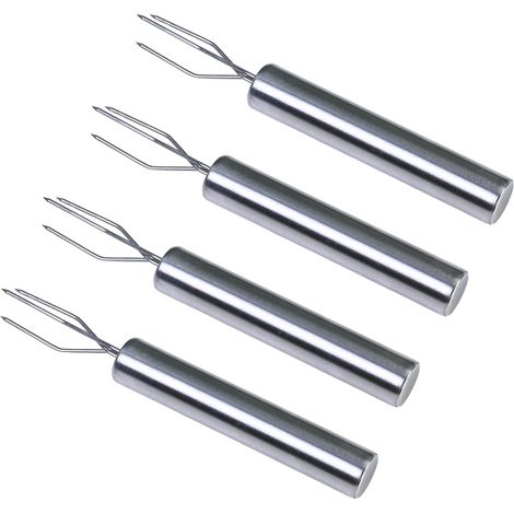 4 Pièces Fourchette à Griller, Fourchette à Pommes de Terre avec 3 Broches en Acier Inoxydable, Réutilisable Barbecue Pour Griller des Viandes, des Fruits de Mer, des Fruits et des Légumes (1/5)