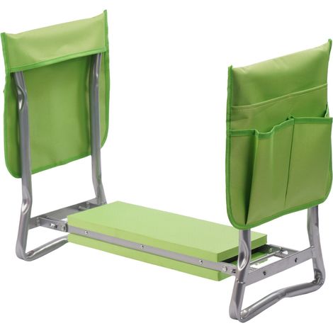 Relaxdays banqueta para rodillas jardín plegable acolchada con bolsillos 2en1 asiento/rodillas hasta 150 kg verde claro