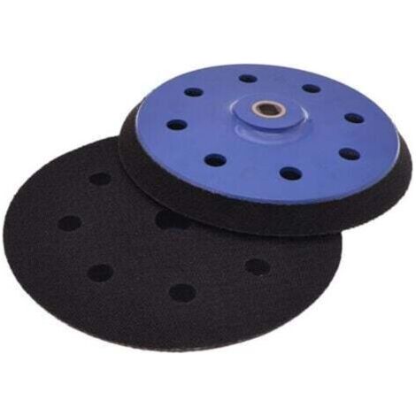 Plateau de ponçage 180mm, 8 trous, MOYEN, pour disque abrasif, Accessoire pour Ponceuse Excentrique(2 articles) - Velcro auto-agrippant durable avec extraction de poussière optimisée (1/4)