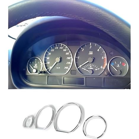 4 verchromte Tachometer-Kegel für BMW 3er E46 Limousine, Cabriolet & Coupé