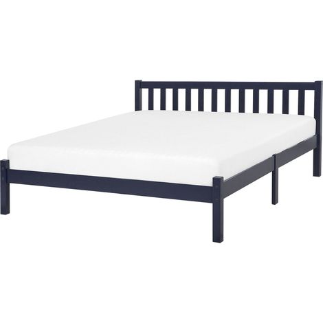Bed Pine Wood FLORAC 140 x 200 cm (EU Double) Navy Blue