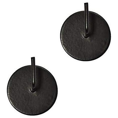 2 Support adhésif rond - Métal - Noir laqué