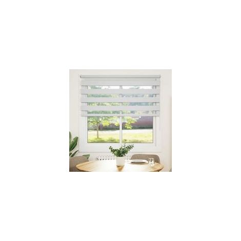 Store enrouleur zébré 140,9 x 175 cm, largeur du tissu 136,7 cm, blanc - Crezuo (1/4)