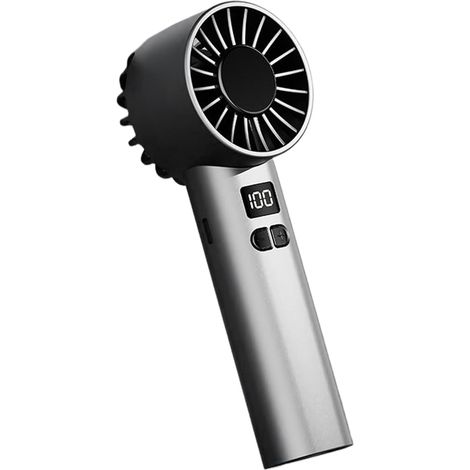 Ventilateur portable rechargeable, mini ventilateur, 100 vitesses, affichage LED, chargement USB, gris-AquaForge